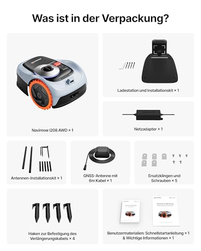 Navimow i208 AWD Mähroboter ohne Begrenzungskabel mit Garage S, 800 m², Allradantrieb, EFLS NRTK + Vision