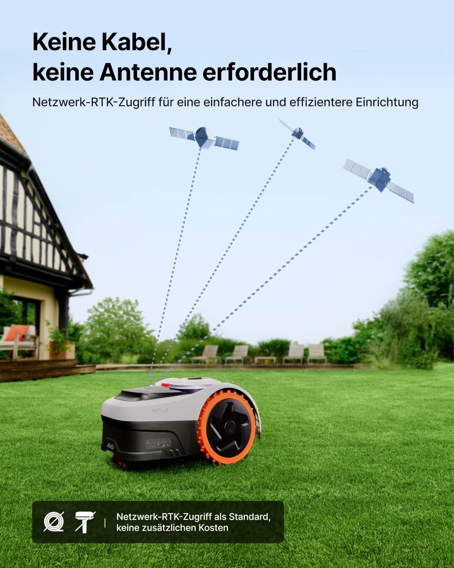Navimow i205 AWD Mähroboter ohne Begrenzungskabel mit Garage S, 500 m², Allradantrieb bis 45% Steigung, EFLS NRTK + Vision Navigation, Keine RTK-Antenne erforderlich