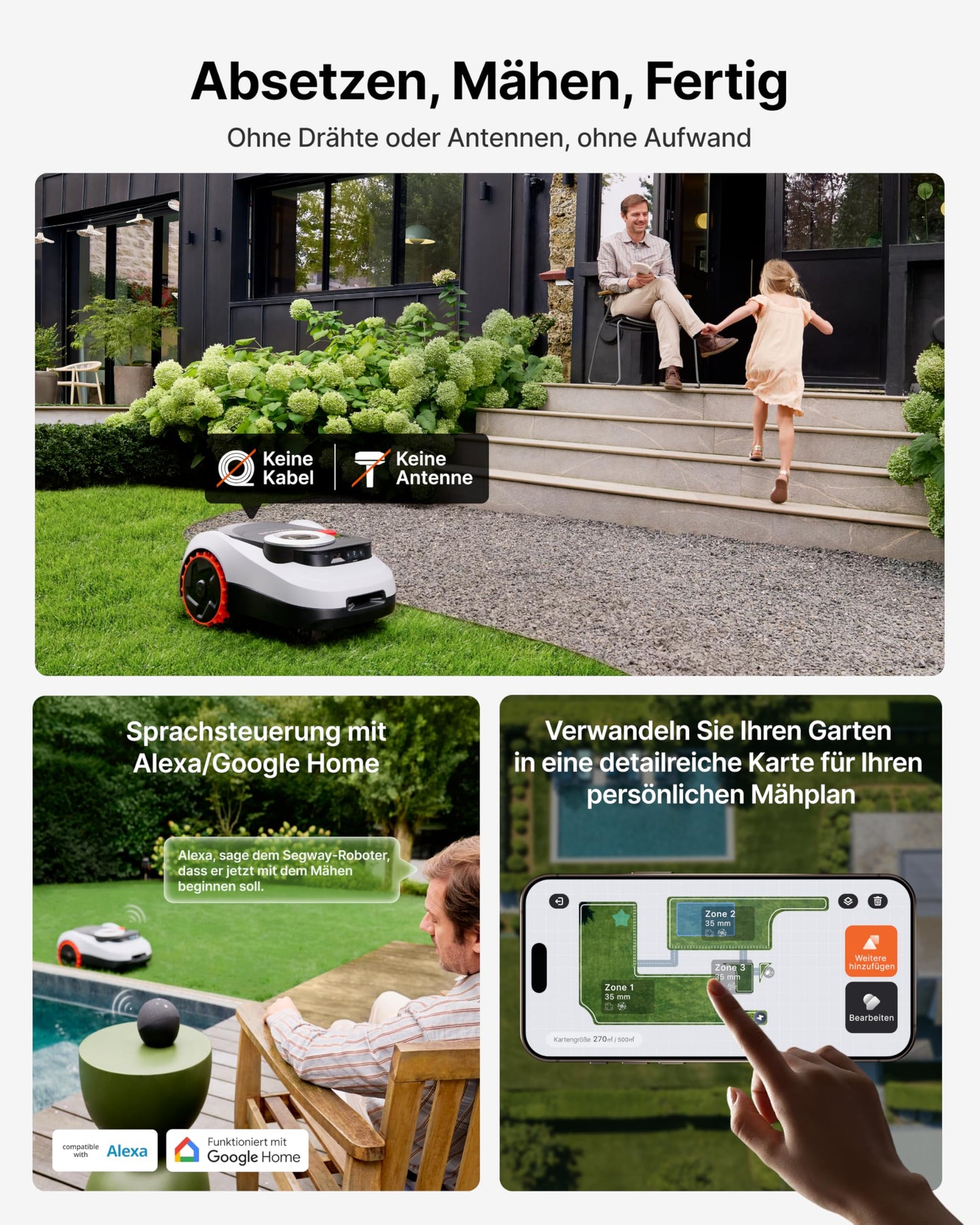 Navimow i208 LiDAR Mähroboter ohne Begrenzungskabel, 800 m², LiDAR + Vision, 45% Steigung